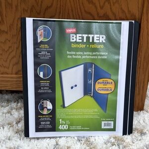 NWT Staple Black and White Flexible Binder